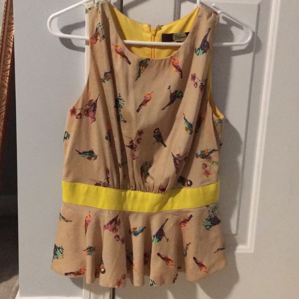 Eva Franco bird print peplum top